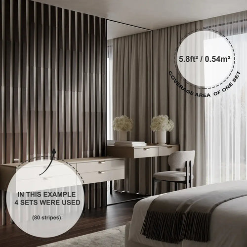 Acoustic Slat Wood Panels «Loza-5» | 2" Strips | Wall Decor