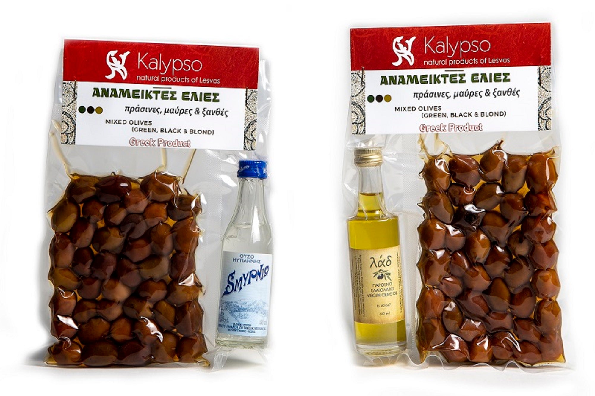 Mixed Greek Olives and Local Ouzo from Lesvos island
